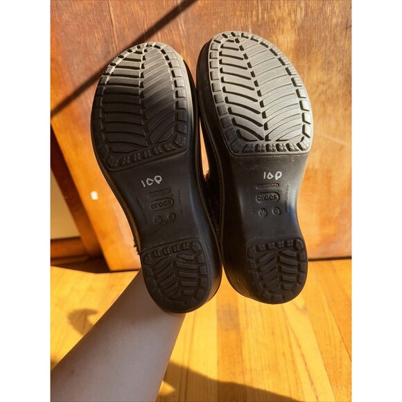 Crocs Cobblers Womens Faux Fur Lined Platform Clogs Size 9 Brown Rubber Casual - Picture 6 of 7